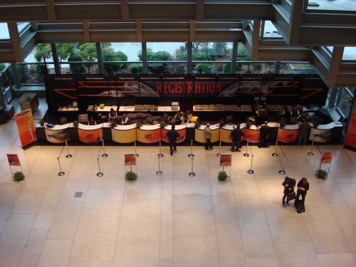 Registration desk area.